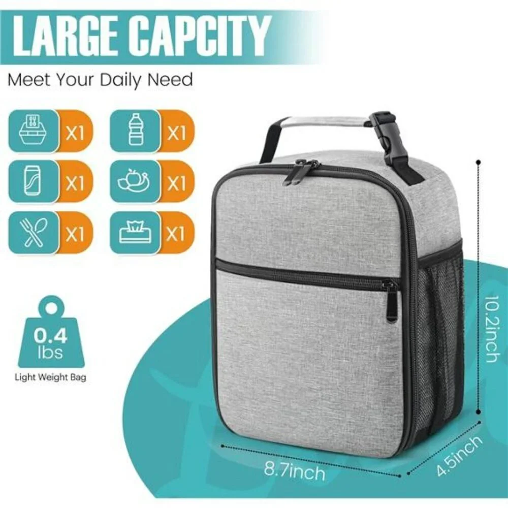 Insulated Lunch Bag Tote Reusable Waterproof Cooler Lunchbox for Work or Picnic
